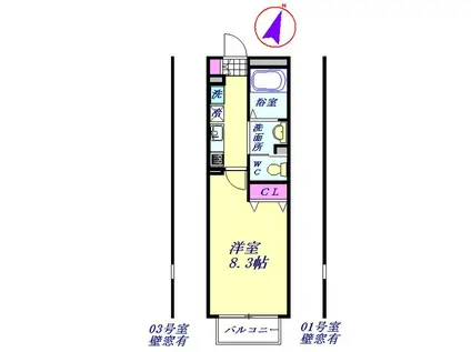 パエーゼ ディ カーサ(1K/3階)の間取り写真