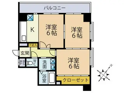 エバーライフ住吉(3K/6階)の間取り写真