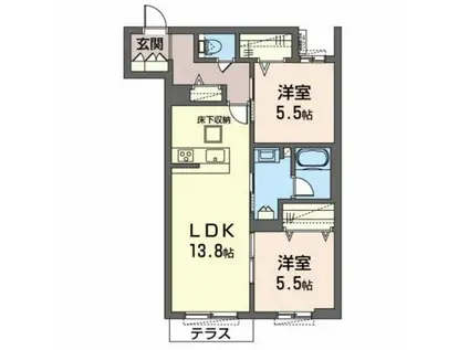 SHAMAISON CRANE(2LDK/1階)の間取り写真