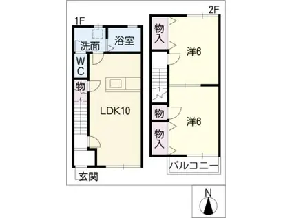 ハイツエクセルA棟(2LDK/2階)の間取り写真