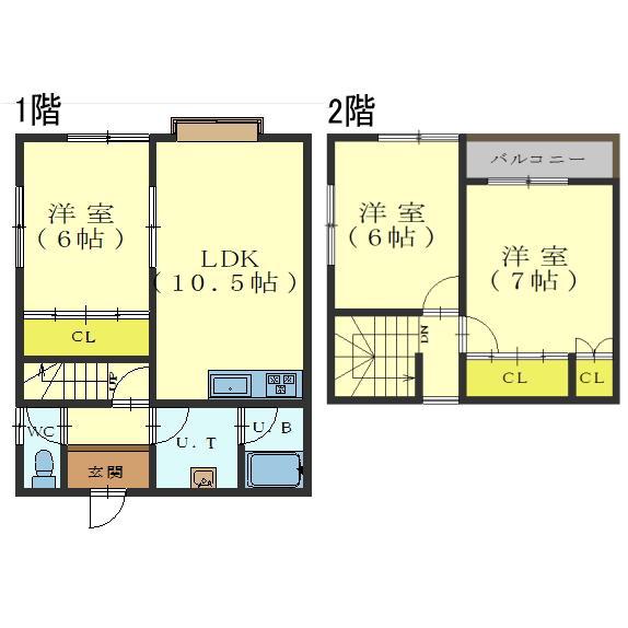 美原5丁目メゾネット(3LDK/1階)の間取り写真