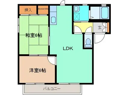 グランシャリオ A棟(2LDK/1階)の間取り写真