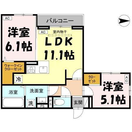 D-ROOM大林(2LDK/3階)の間取り写真