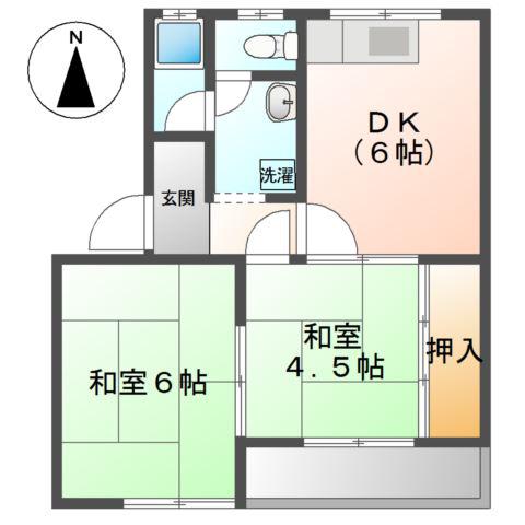 ガーデンヴィラTY(2DK/1階)の間取り写真