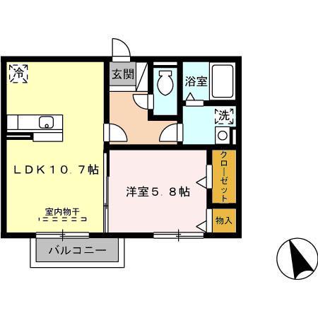 プランドール粟野(1LDK/2階)の間取り写真