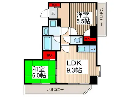ライオンズマンション浦和県庁前(2LDK/8階)の間取り写真