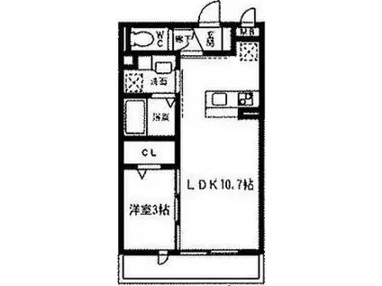 ハイデンス原木中山A棟・B棟(1LDK/2階)の間取り写真