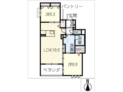 ル メイユール(2LDK/3階)の間取り写真