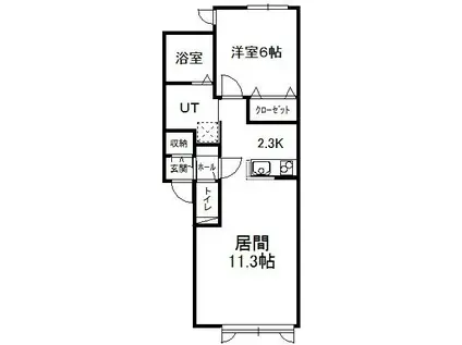 メアリーI(1LDK/1階)の間取り写真