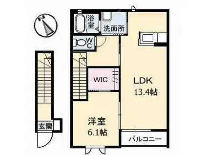フルール東川口(1LDK/2階)の間取り写真