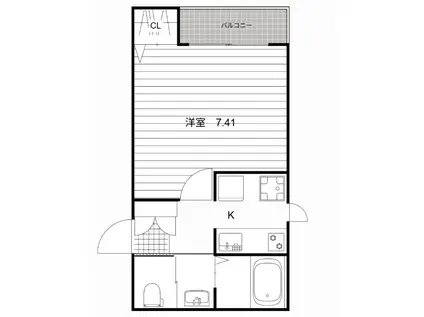 MIHARO(1K/2階)の間取り写真
