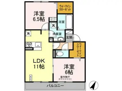 プレジボヌール弥永(2LDK/1階)の間取り写真
