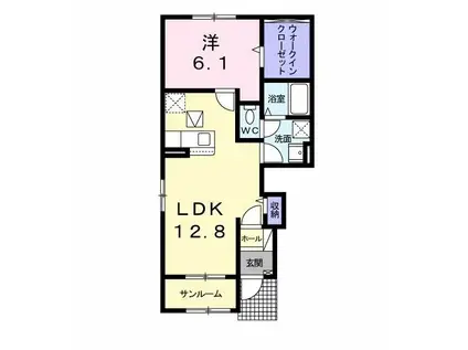 アルバータ(1LDK/1階)の間取り写真
