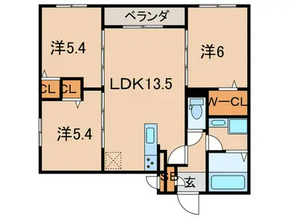 IL MIO CORTE塚口(3LDK/3階)の間取り写真