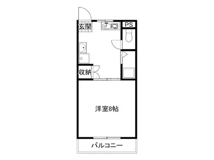 川崎ハイツII(1K/3階)の間取り写真
