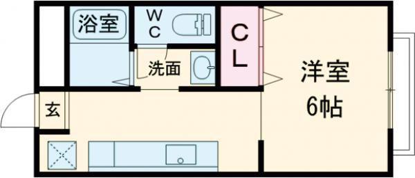 MCハイツII(1K/2階)の間取り写真