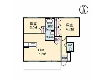 キングヴィアル(2LDK/1階)の間取り写真