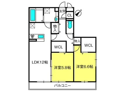 ルシエール上尾原市(2LDK/1階)の間取り写真