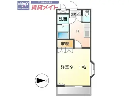 サンビラージュ(1K/2階)の間取り写真