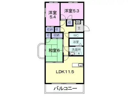 グランカージュ(3LDK/1階)の間取り写真
