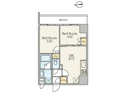 ALIVIS五反野(2DK/11階)の間取り写真