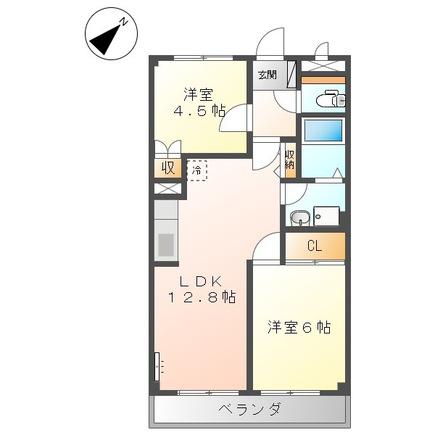 エルトハイムS(2LDK/1階)の間取り写真