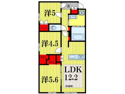 ウエスト・ノワール(3LDK/1階)の間取り写真