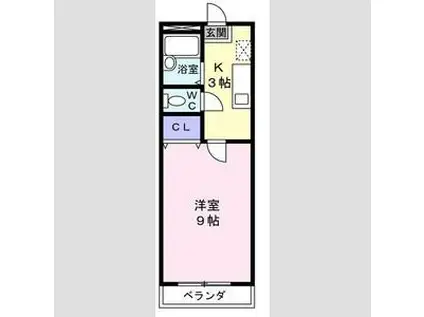 セレーノ国見(1K/2階)の間取り写真