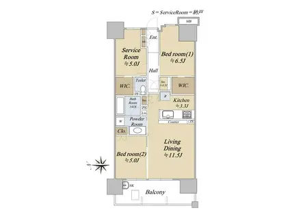 シティテラス金町 E棟(2SLDK/4階)の間取り写真