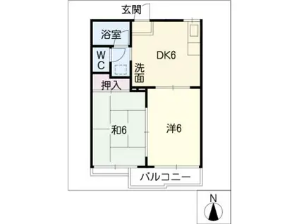 メゾン・カフェオーレ(2DK/2階)の間取り写真