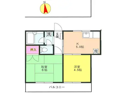 メゾンヴェール(2K/2階)の間取り写真