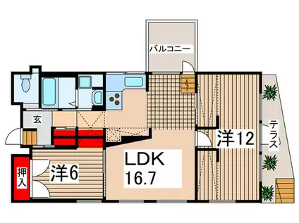 パラッツォ・デル・ファブロ(2LDK/1階)の間取り写真