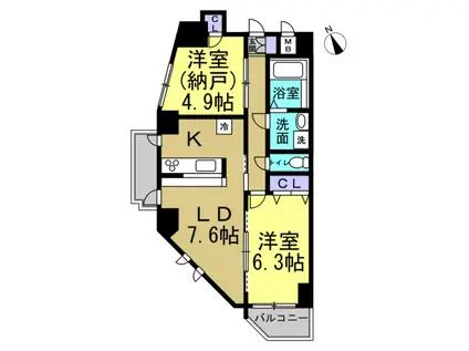 ヒカリエ東海(2LDK/5階)の間取り写真