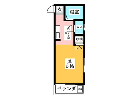 ベルコーポ(1K/2階)の間取り写真
