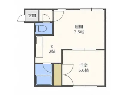 HS菊水624(1DK/2階)の間取り写真
