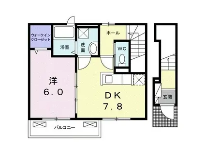 サンアベニュー(1DK/2階)の間取り写真