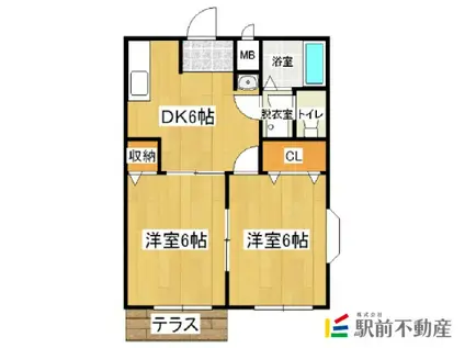 エスポアール春日野2(2DK/1階)の間取り写真