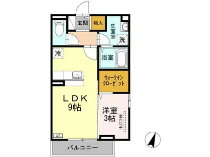 サニープレイス(1LDK/2階)の間取り写真