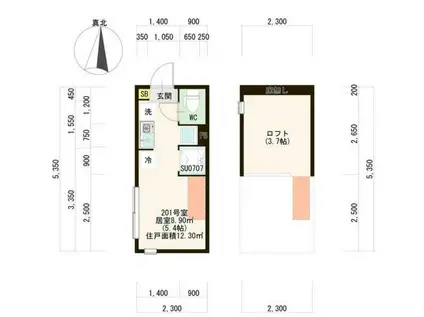 ハーモニーテラス上井草IV(ワンルーム/2階)の間取り写真