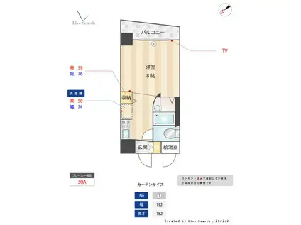 ルネスロワール博多駅南(ワンルーム/2階)の間取り写真