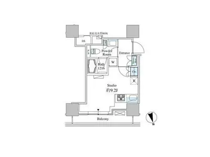 ベルファース芝浦タワー(ワンルーム/9階)の間取り写真