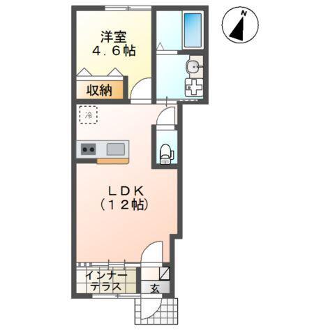 ブルヴァール(1LDK/1階)の間取り写真