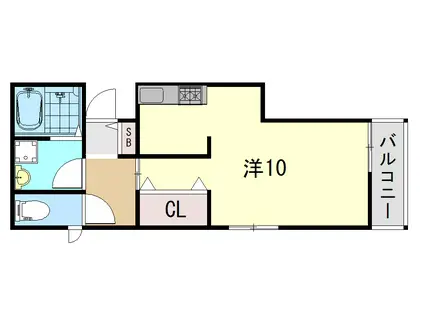 クオリア参番館(ワンルーム/1階)の間取り写真