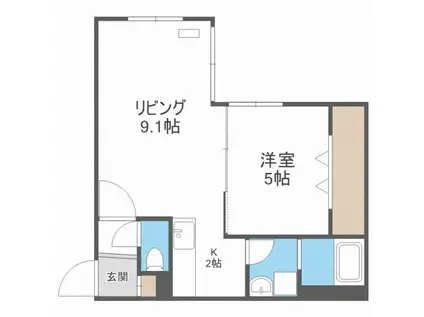 TIAMO SOEN ティアモ桑園(1LDK/2階)の間取り写真