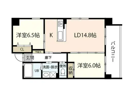 リバティーヒルズ竹本(2LDK/7階)の間取り写真