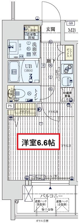 ワールドアイ大阪城イーストII(1K/9階)の間取り写真