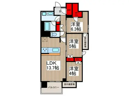 リビオレゾン人形町(3LDK/6階)の間取り写真