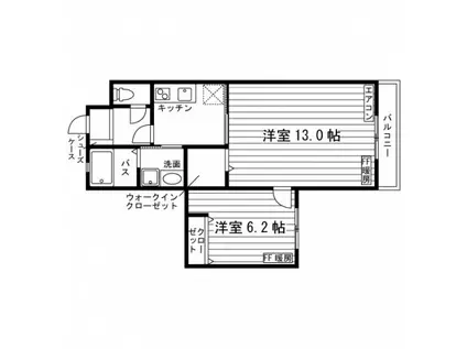 アルソ矢幅2(2K/3階)の間取り写真