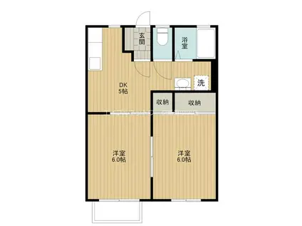 パストラール近江A棟(2DK/1階)の間取り写真