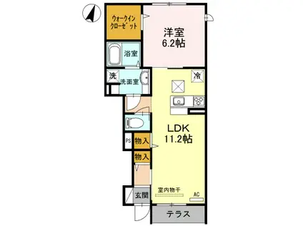 グランソレイユ(1LDK/1階)の間取り写真